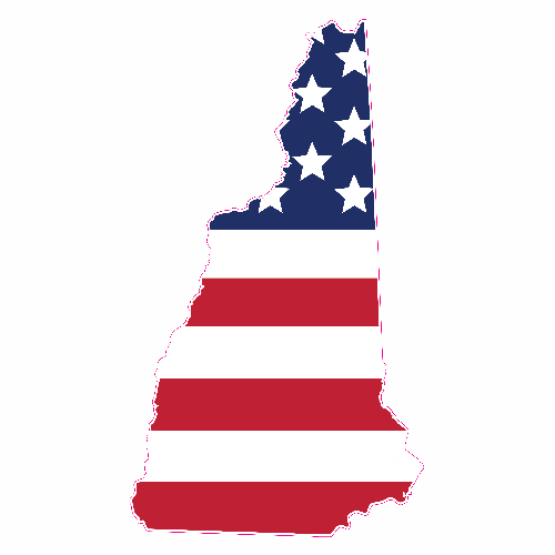 New Hampshire American Flag Sticker – vinyl decal printed in the USA