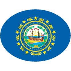 New Hampshire Flag Oval Sticker – vinyl decal printed in the USA