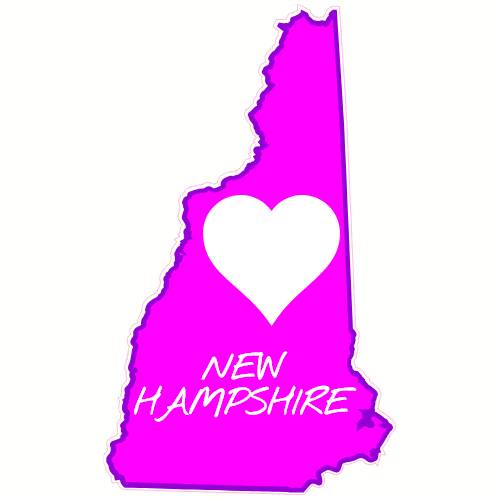New Hampshire Pink Heart Sticker – vinyl decal printed in the USA