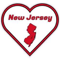 New Jersey Heart Shaped Sticker – vinyl decal printed in the USA