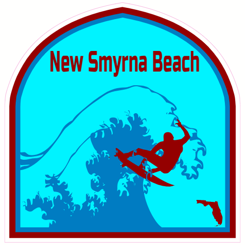 New Smyrna Beach Florida Surf Sticker – vinyl decal printed in the USA