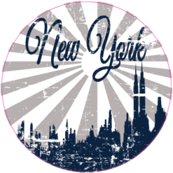 New York Retro Distressed Sticker – vinyl decal printed in the USA