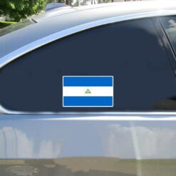 Nicaragua Flag Car Sticker shown on a vehicle rear window