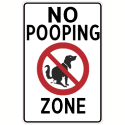 No Dog Pooping Zone Sign Sticker – vinyl decal printed in the USA