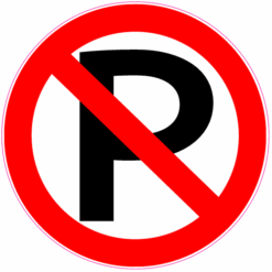 No Parking Circle Sticker – vinyl decal printed in the USA