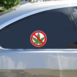 No Weed Allowed Car Sticker shown on a vehicle rear window