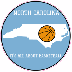 North Carolina All About Basketball Circle Decal – vinyl decal printed in the USA