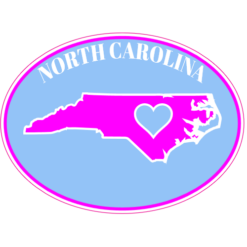 North Carolina Heart Oval Decal – vinyl decal printed in the USA