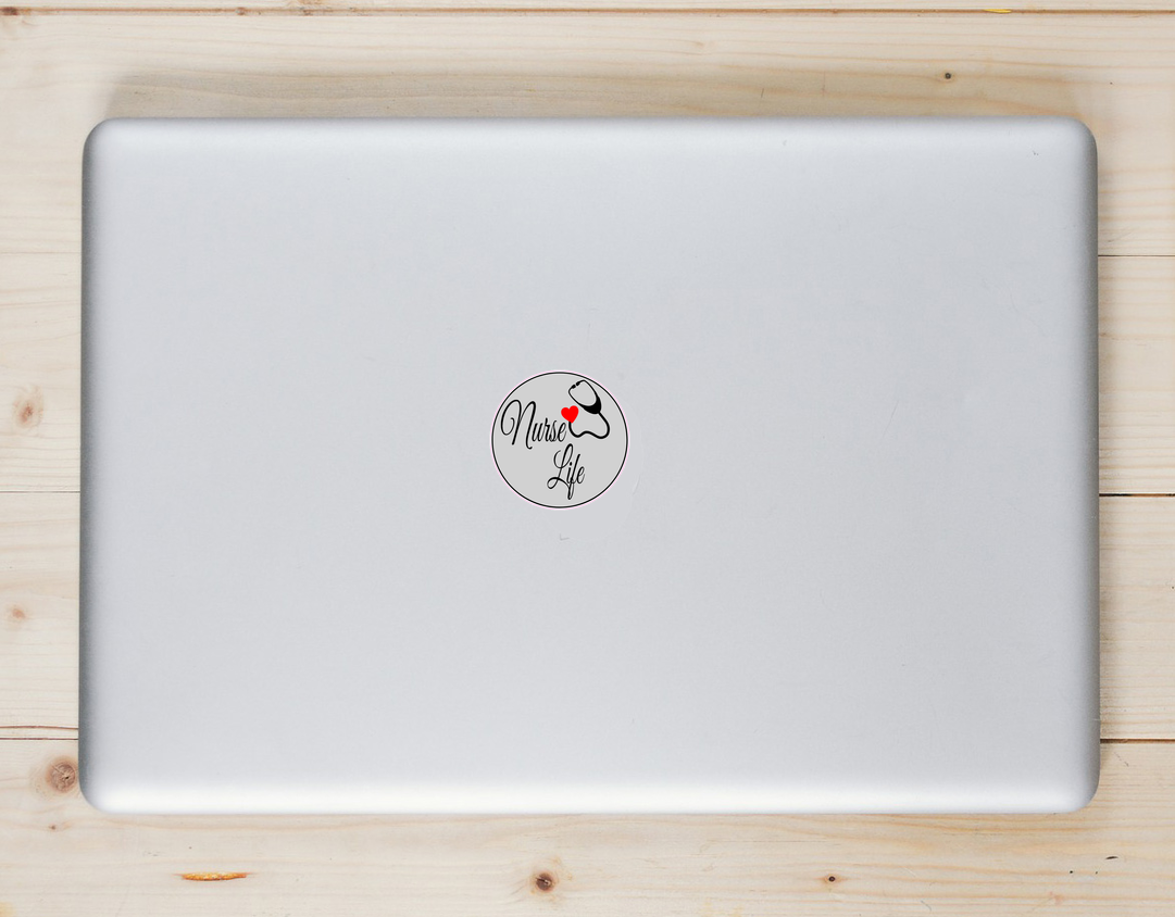 Nurse Life Laptop Sticker shown on a laptop lid