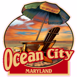 Ocean City Maryland Beach Sticker – vinyl decal printed in the USA