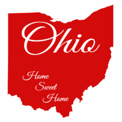 Ohio Home Sweet Home State Shaped Sticker – vinyl decal printed in the USA