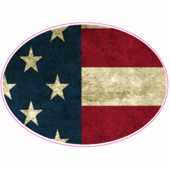 Old American Flag Oval Sticker – vinyl decal printed in the USA