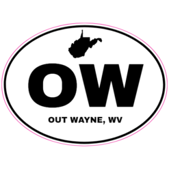 Out Wayne West Virginia Oval Sticker – vinyl decal printed in the USA