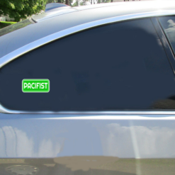 Pacifist Peace Car Sticker shown on a vehicle rear window