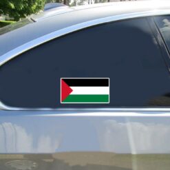 Palestine Vintage Flag Car Sticker shown on a vehicle rear window