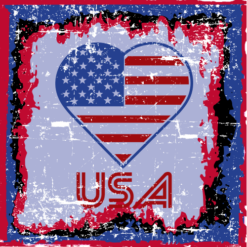 Patriotic USA Heart Retro Sticker – vinyl decal printed in the USA