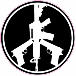 Peace Sign Gun Black Sticker – vinyl decal printed in the USA