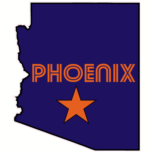 Phoenix Arizona State Shaped Sticker – vinyl decal printed in the USA
