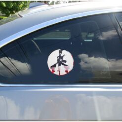 Piece Gun American Flag Car Sticker shown on a vehicle rear window