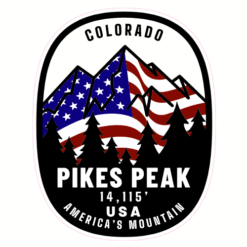 Pikes Peak Americas Mountain Sticker – vinyl decal printed in the USA