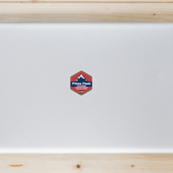 Pikes Peak Mountain Elevation Laptop Sticker shown on a laptop lid