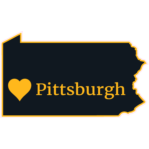 Pittsburgh Pennsylvania Yellow Black State Sticker – vinyl decal printed in the USA
