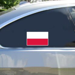 Poland Flag Car Sticker shown on a vehicle rear window