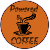 Powered By Coffee Circle Sticker – vinyl decal printed in the USA