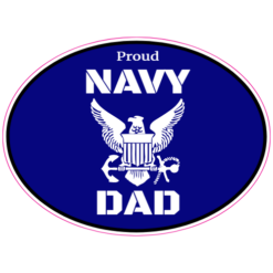 Proud Navy Dad Oval Sticker – vinyl decal printed in the USA
