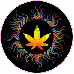 Psychedelic Marijuana Leaf Sticker – vinyl decal printed in the USA