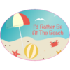 Rather Be At The Beach Oval Sticker – vinyl decal printed in the USA