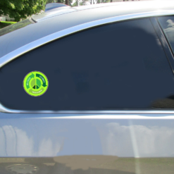 Re-Cycle Peace Sign Car Sticker shown on a vehicle rear window