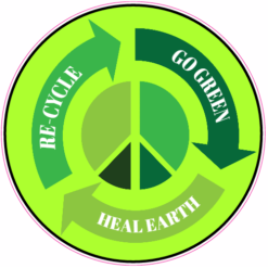 Re-Cycle Peace Sign Sticker – vinyl decal printed in the USA