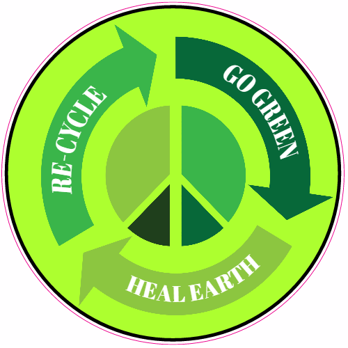 Re-Cycle Peace Sign Sticker – vinyl decal printed in the USA