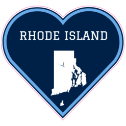 Rhode Island Heart Shaped Sticker – vinyl decal printed in the USA