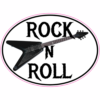 Rock N Roll Guitar Oval Sticker – vinyl decal printed in the USA