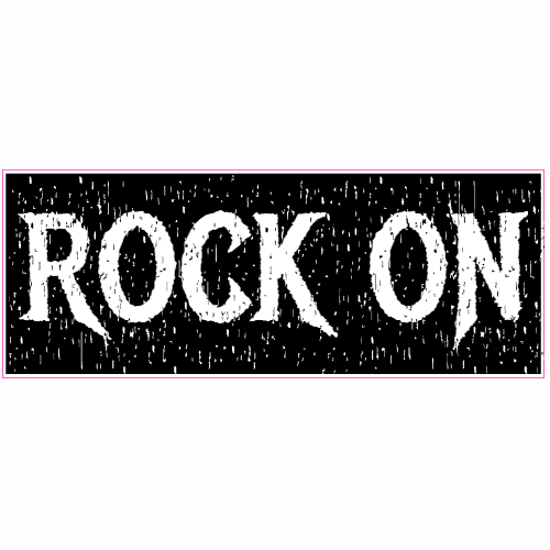 Rock On Black Distressed Sticker – vinyl decal printed in the USA