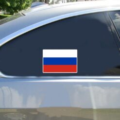 Russia Flag Car Sticker shown on a vehicle rear window
