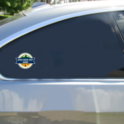 Salt Lake City Utah Mountain Car Sticker shown on a vehicle rear window