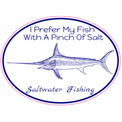 Saltwater Fishing Oval Sticker – vinyl decal printed in the USA