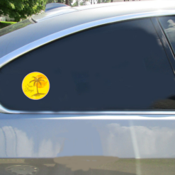 San Diego Palm Tree Circle Car Sticker shown on a vehicle rear window