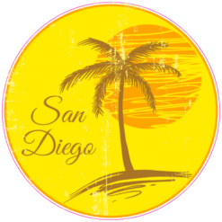 San Diego Palm Tree Circle Sticker – vinyl decal printed in the USA
