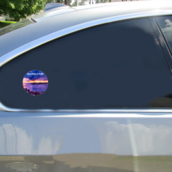 Santa Cruz California Lighthouse Circle Car Sticker shown on a vehicle rear window