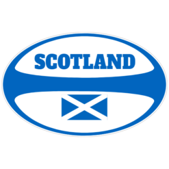 Scotland Rugby Ball Shaped Sticker – vinyl decal printed in the USA