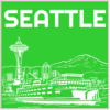 Seattle Skyline Green Sticker – vinyl decal printed in the USA