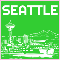 Seattle Skyline Green Sticker – vinyl decal printed in the USA