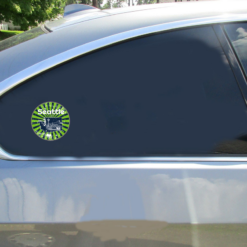 Seattle Washington Distressed Circle Car Sticker shown on a vehicle rear window