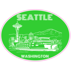 Seattle Washington Oval Sticker – vinyl decal printed in the USA