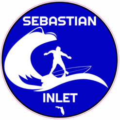 Sebastian Inlet Florida Surfing Circle Sticker – vinyl decal printed in the USA