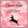 Shoot Like A Girl Pink Camouflage Sticker – vinyl decal printed in the USA
